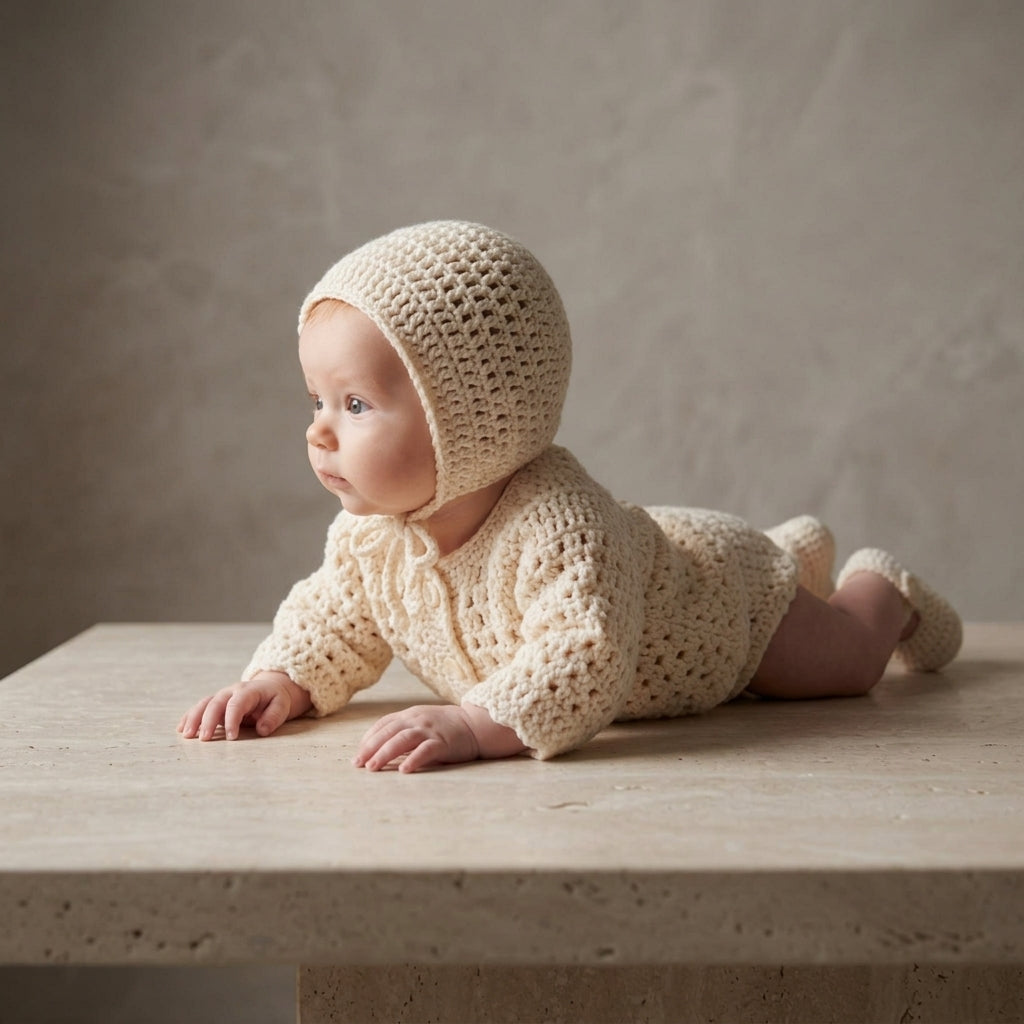 Cardigan Bonnet Booties Baby Cardigan | Crochet Pattern PDF