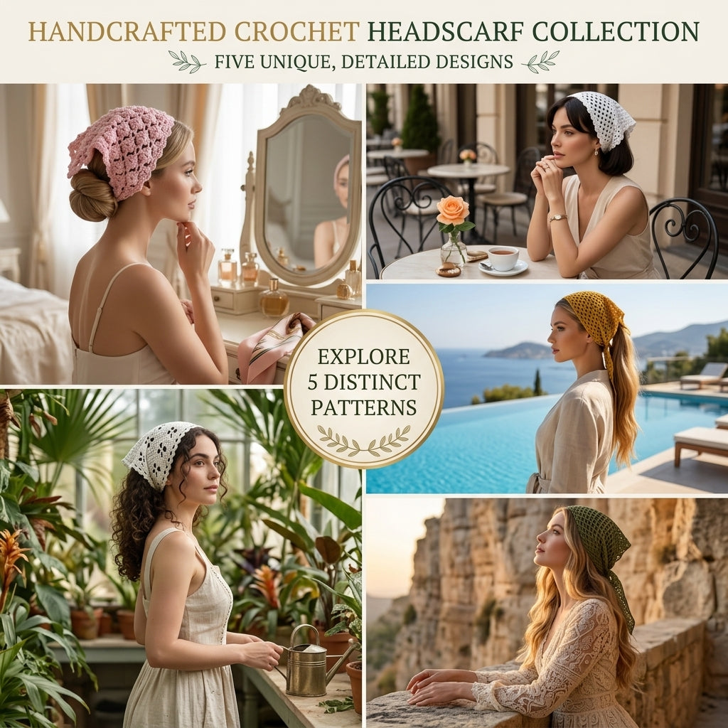 5-in-1 Boho Head Scarf Bundle | Crochet Pattern PDF
