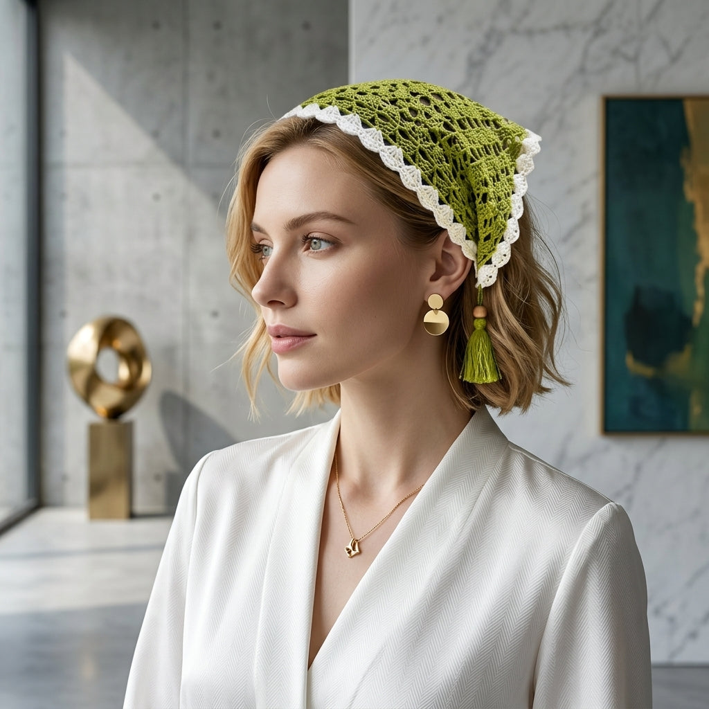 Olive Green Crochet Headscarf | Beginner Pattern PDF