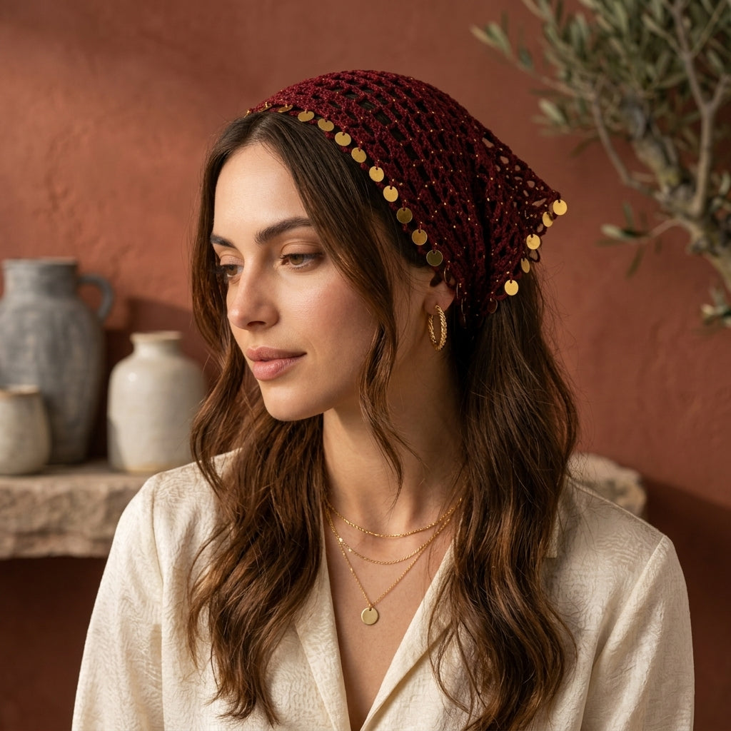 Sequin Boho Head Scarf | Beginner Crochet Pattern PDF