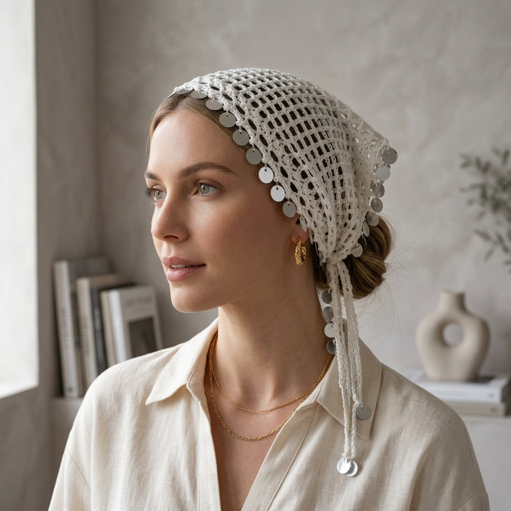 Sequin Boho Head Scarf | Beginner Crochet Pattern PDF
