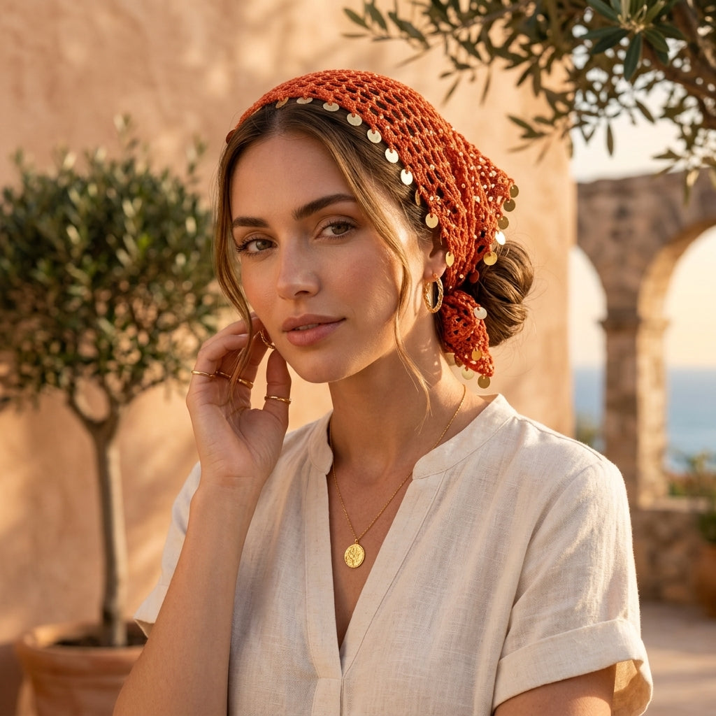 Sequin Boho Head Scarf | Beginner Crochet Pattern PDF