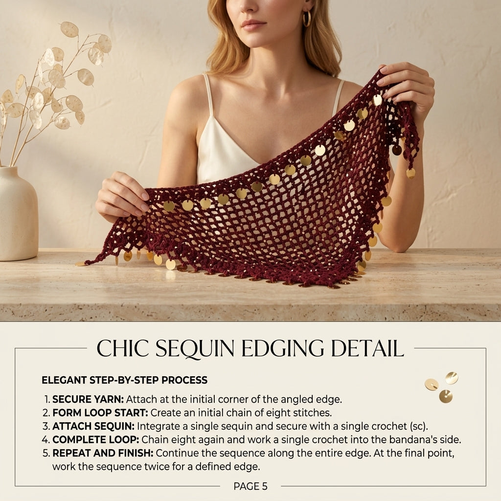 Sequin Boho Head Scarf | Beginner Crochet Pattern PDF