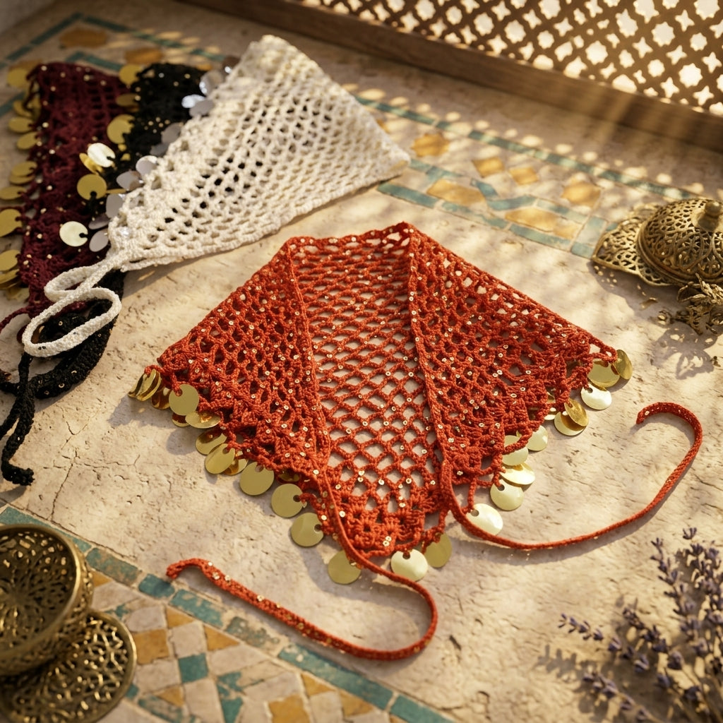 Sequin Boho Head Scarf | Beginner Crochet Pattern PDF