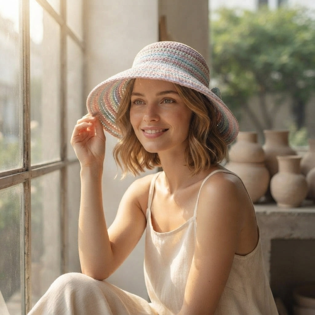 Modern Sun Visor | Crochet Hat Pattern PDF — Design 7