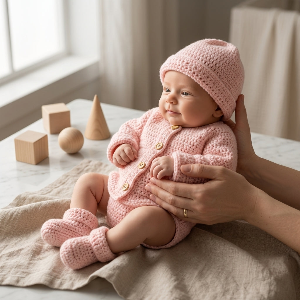 Cardigan Hat Booties Baby Cardigan Classic v3 | Crochet Pattern PDF