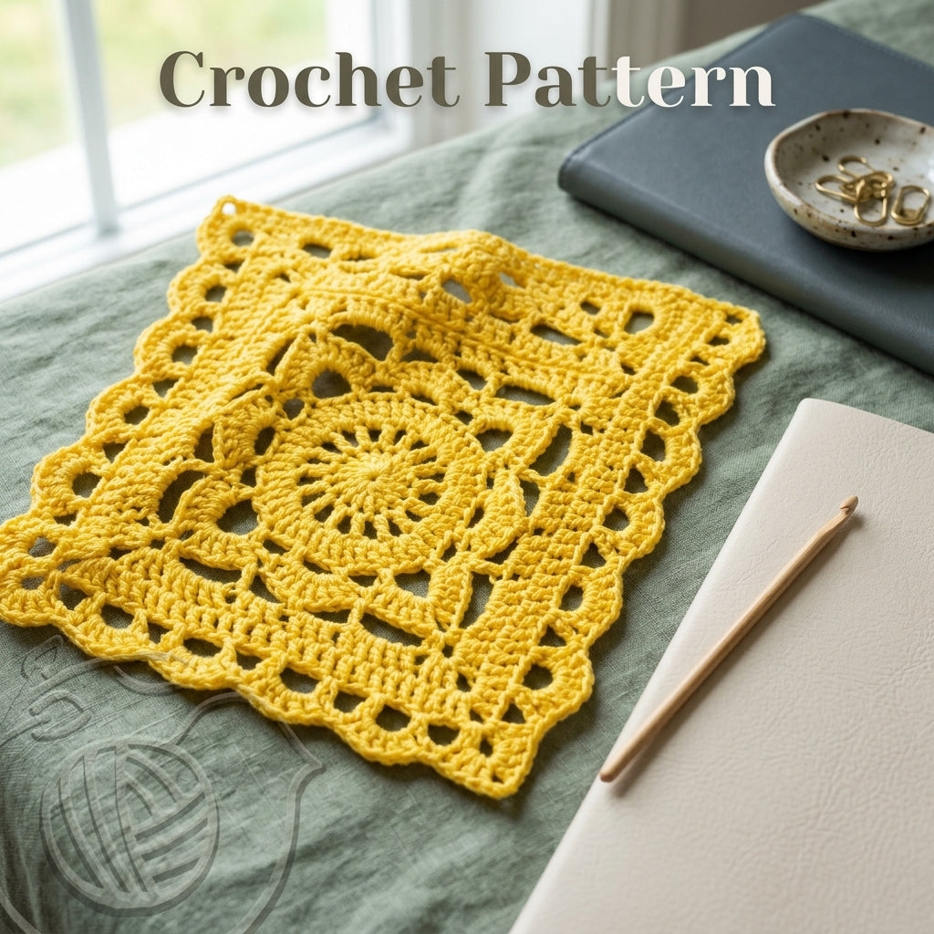 Yellow Granny Square Headscarf | Crochet Pattern PDF