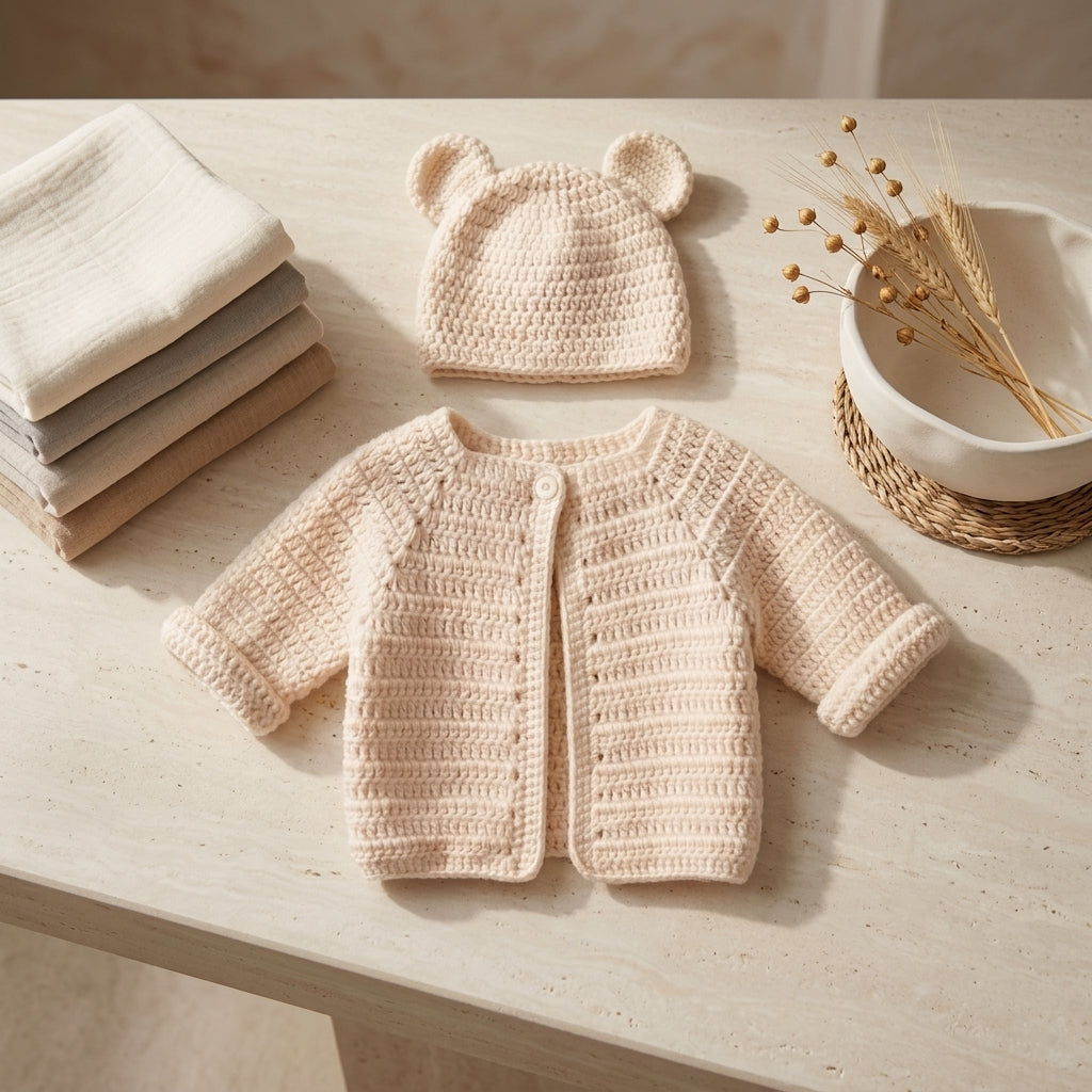 Bear Ears Baby Cardigan Bear Ears v2 | Crochet Pattern PDF