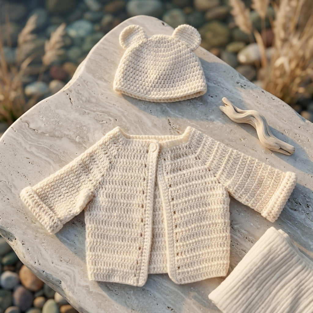 Bear Ears Baby Cardigan Bear Ears v2 | Crochet Pattern PDF