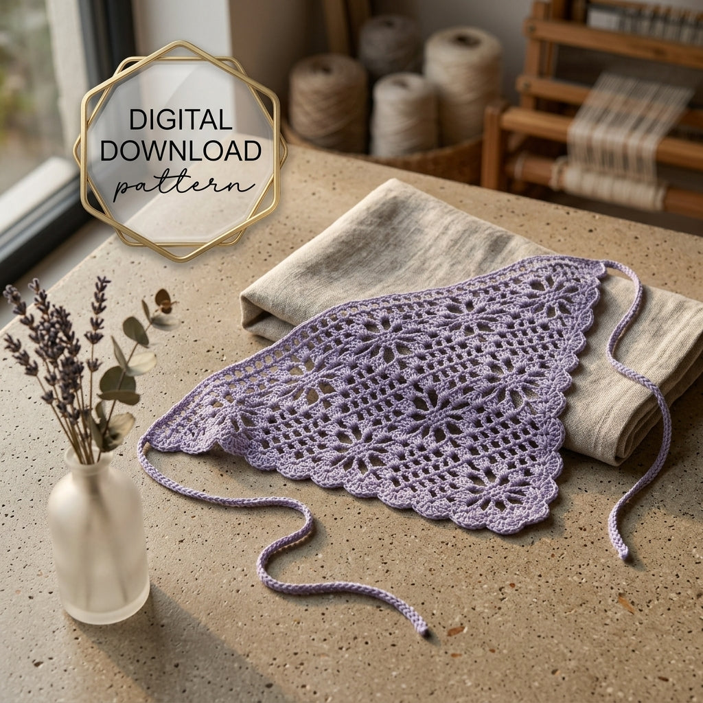 Floral Diamond Mesh Bandana | Crochet Pattern PDF