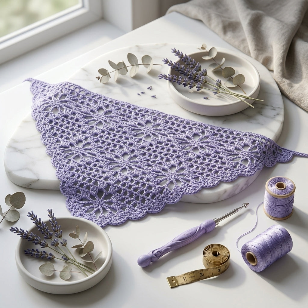 Floral Diamond Mesh Bandana | Crochet Pattern PDF