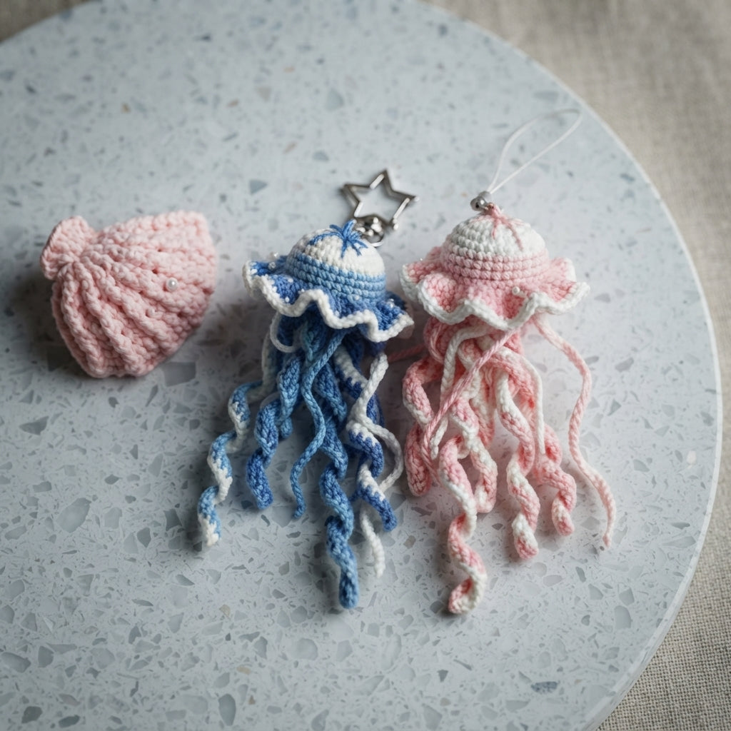 Whimsical Jellyfish Keychain | PDF Crochet Guide — Design 2