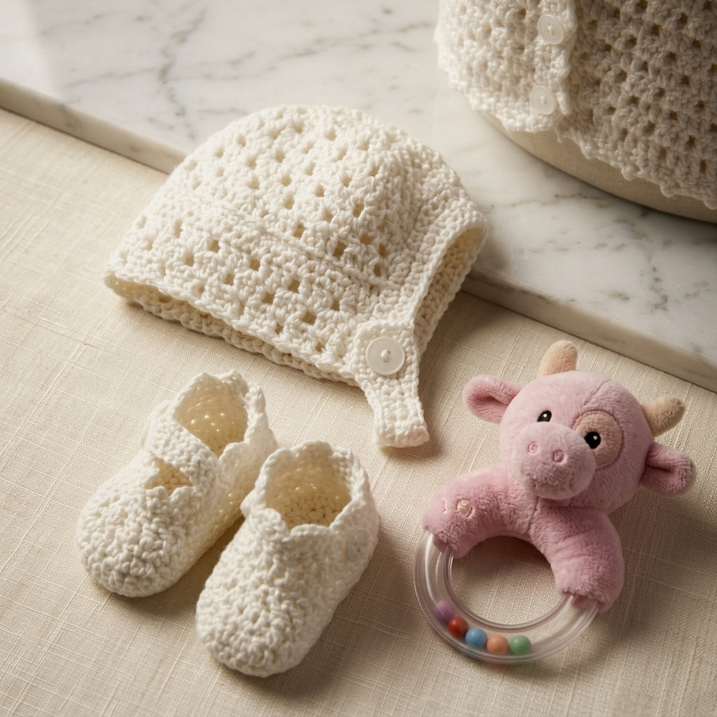 Set Newborn Hat Baby Booties | Crochet Pattern PDF