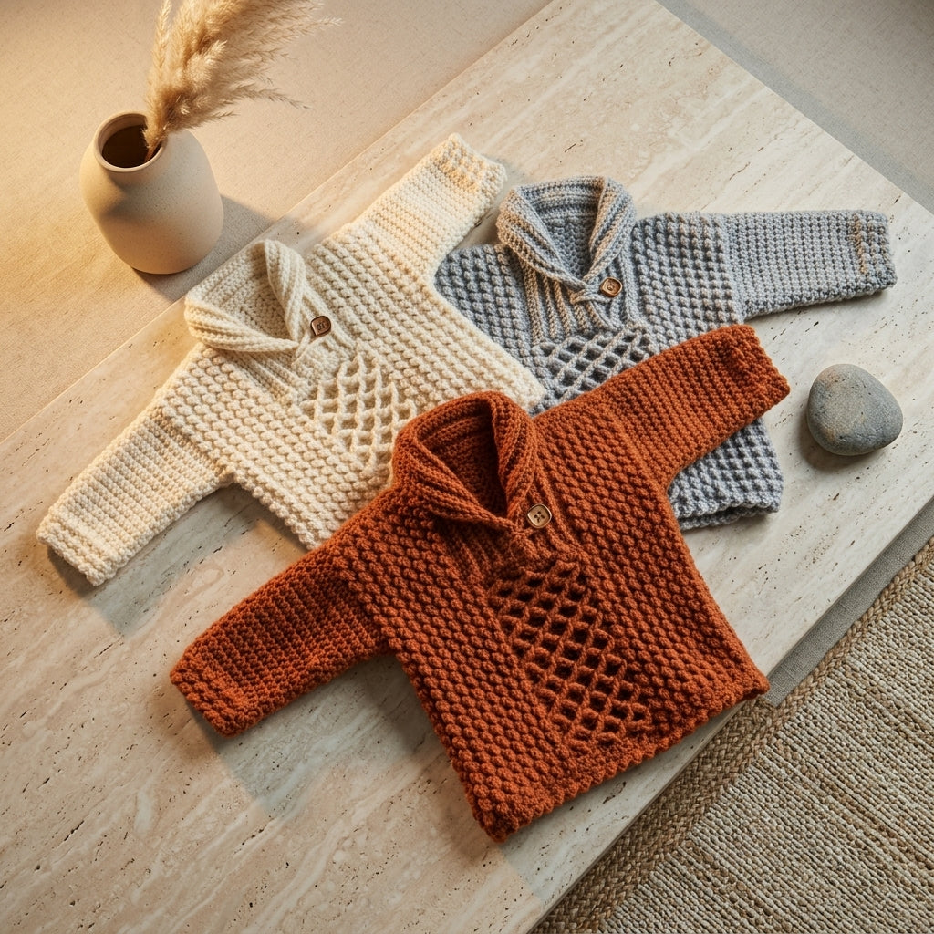 Textured Baby Sweater | Crochet Pattern PDF