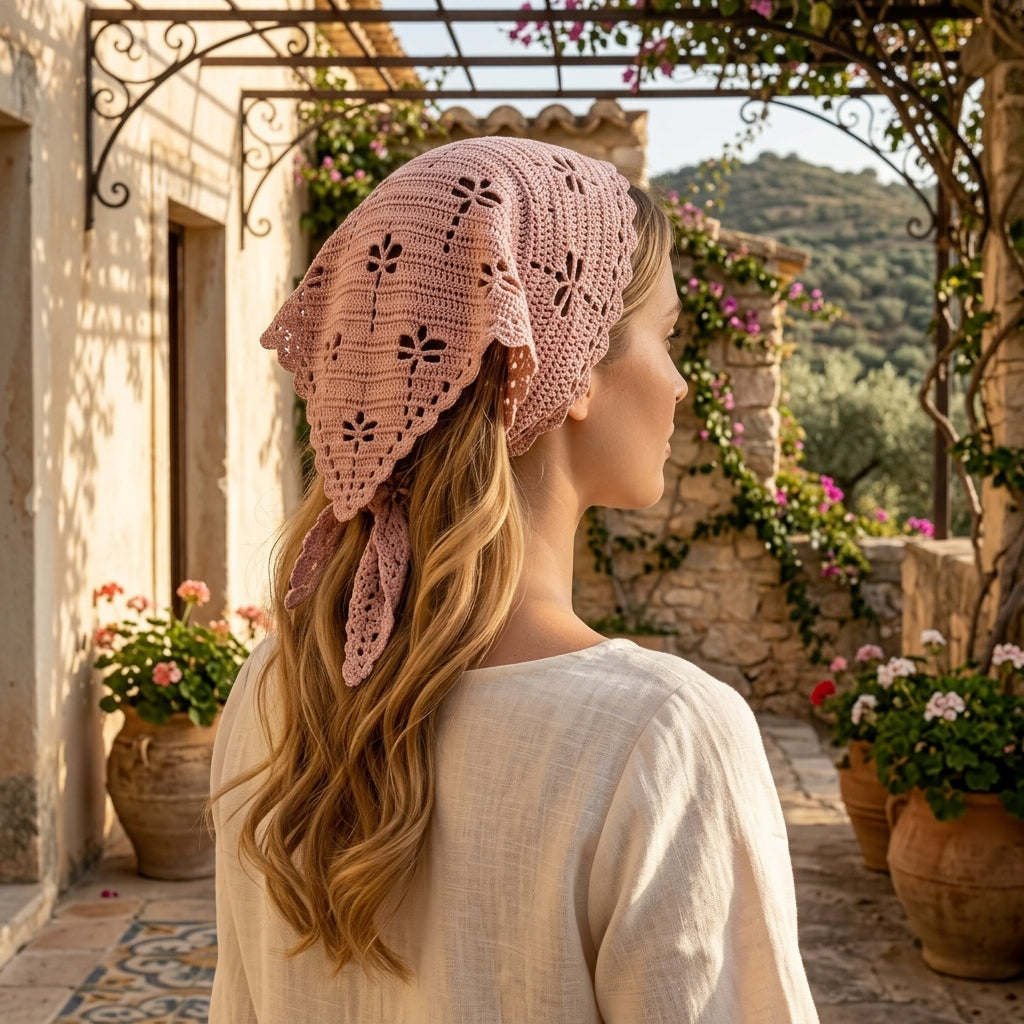 Cottagecore Boho Head Scarf | Beginner Crochet Pattern PDF