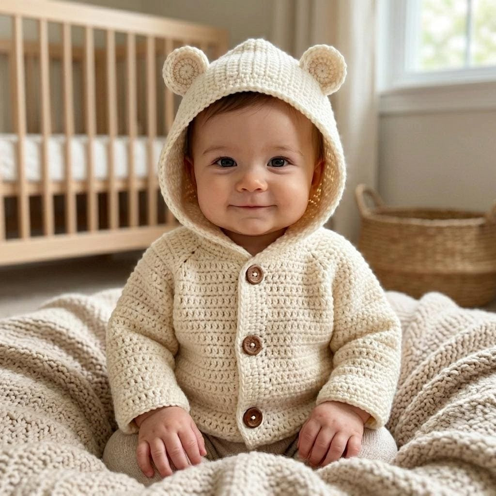 Bear Ears Baby Hoodie Bear Ears v2 | Crochet Pattern PDF