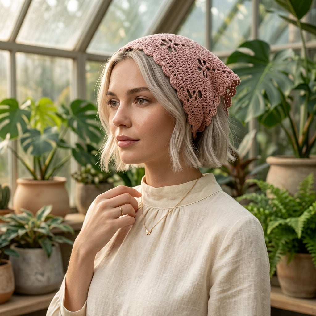 Cottagecore Boho Head Scarf | Beginner Crochet Pattern PDF