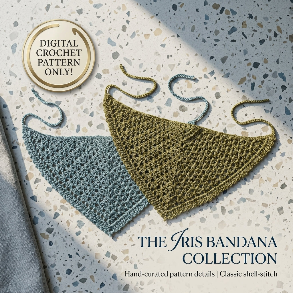 Iris Floral Triangle Bandana | Crochet Pattern PDF
