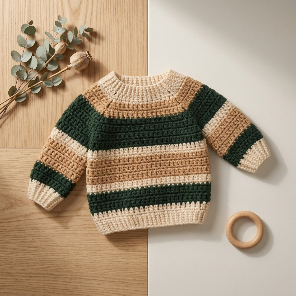 Raglan Baby Sweater Textured v3 | Crochet Pattern PDF