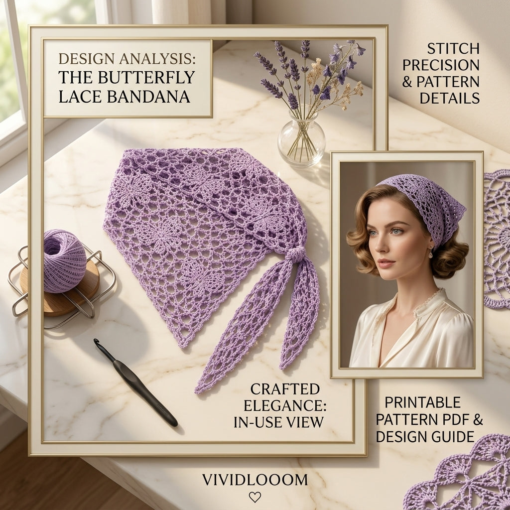 Butterfly Lace Bandana | Crochet Pattern PDF