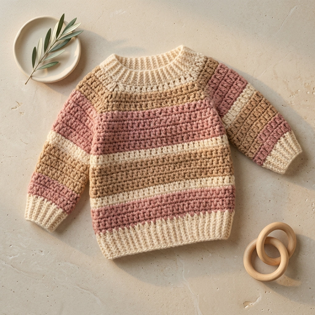 Raglan Baby Sweater Textured v3 | Crochet Pattern PDF