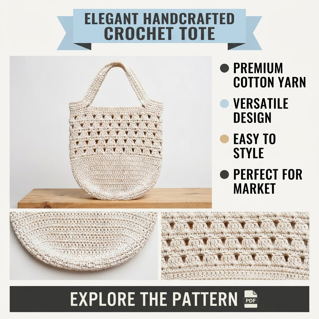 Market Bag Mesh Bag Tote | Crochet Pattern PDF