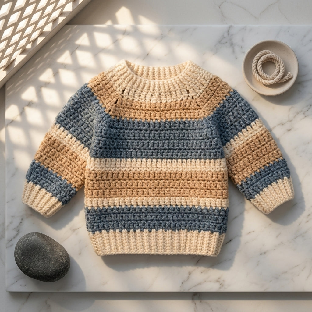 Raglan Baby Sweater Textured v3 | Crochet Pattern PDF