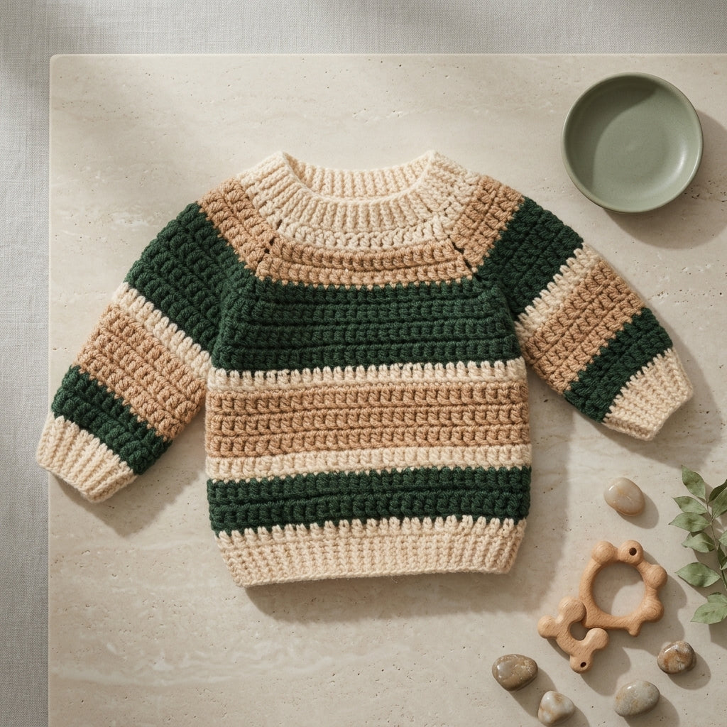 Raglan Baby Sweater Textured v3 | Crochet Pattern PDF
