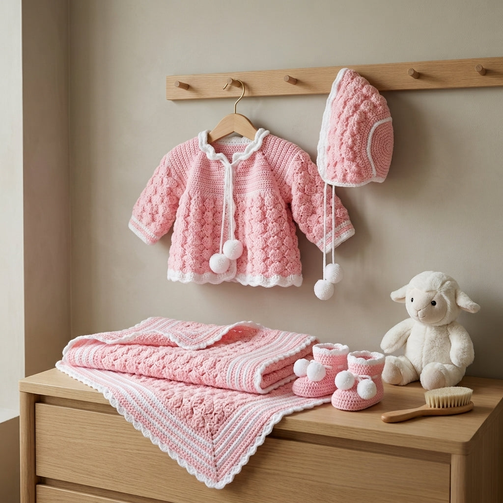 English Vintage Layettes Baby Jacket | Crochet Pattern PDF