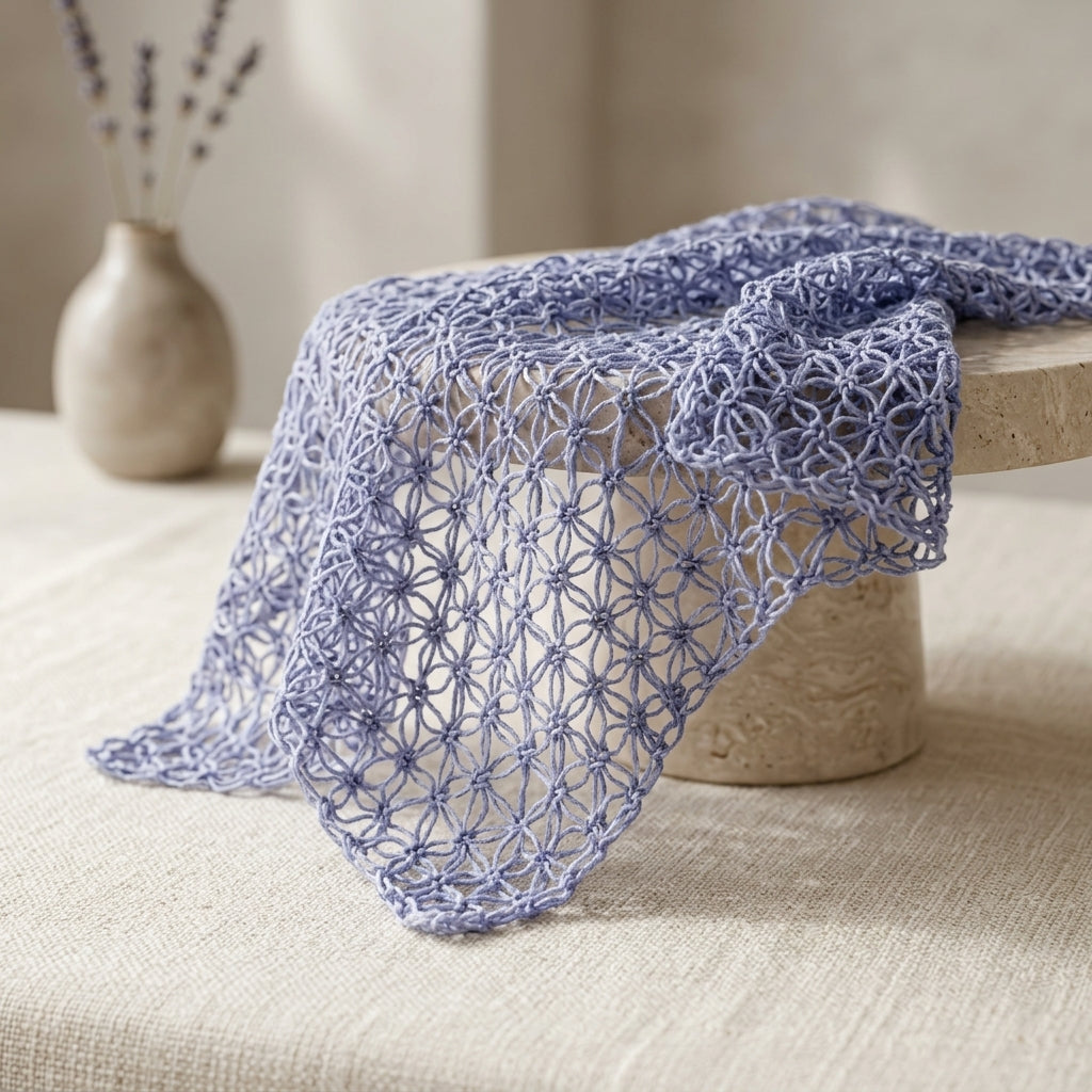 Lacy Floral Boho Head Scarf | Crochet Pattern PDF