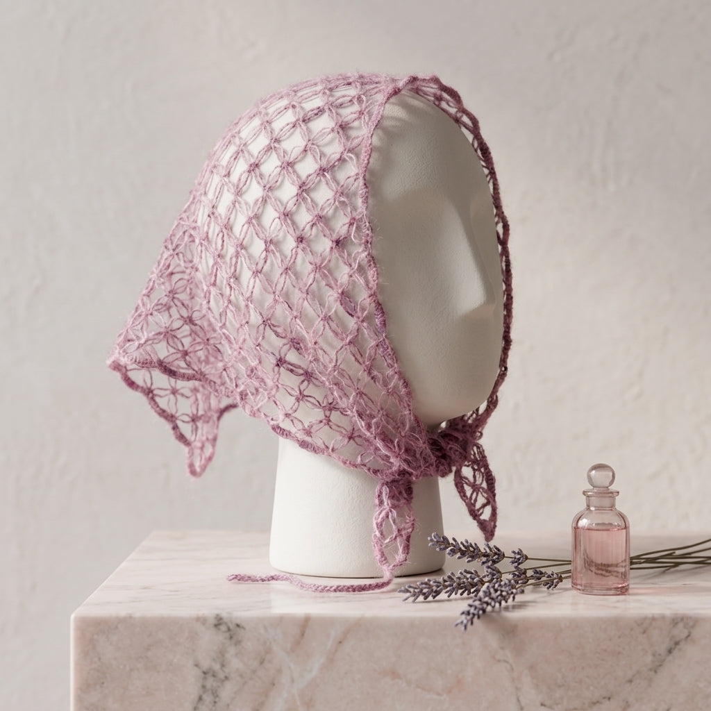 Lacy Floral Boho Head Scarf | Crochet Pattern PDF