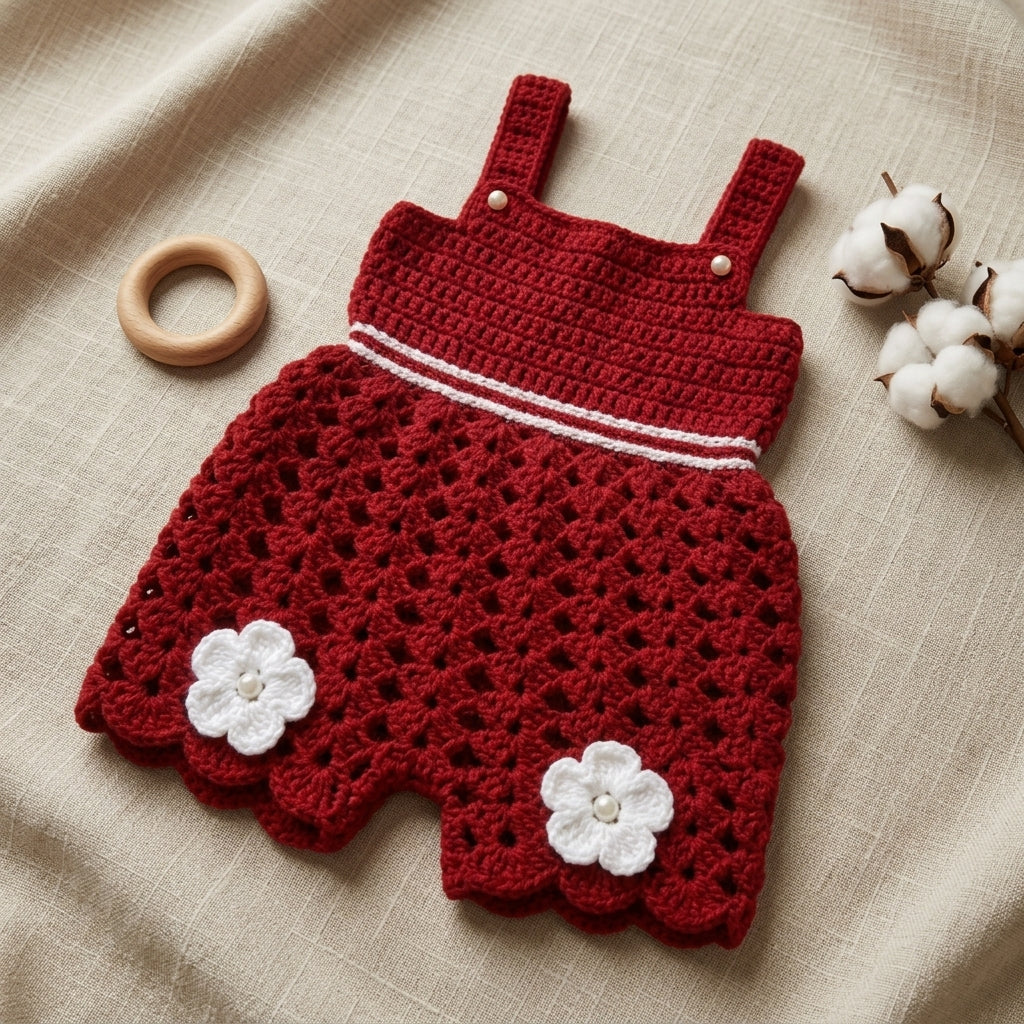 Set Red White Baby Cardigan | Crochet Pattern PDF