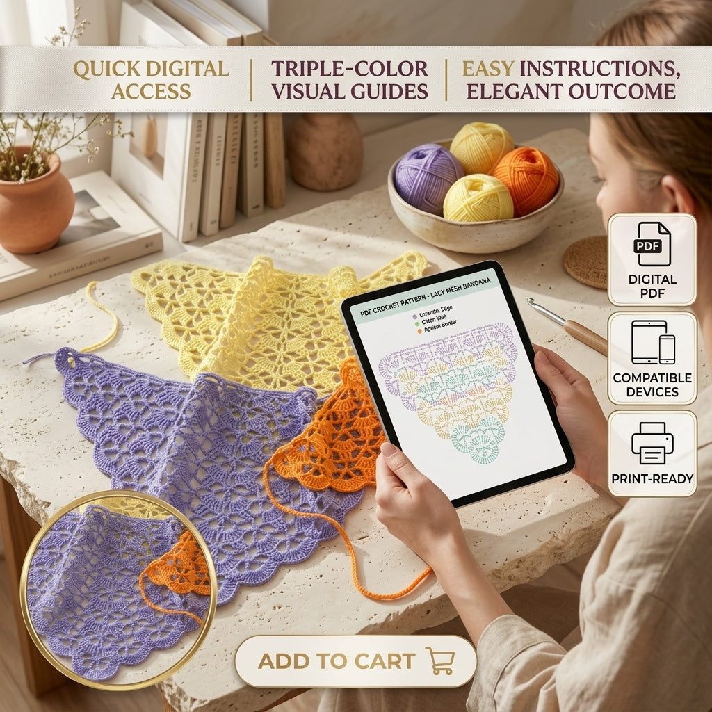 Granny Square Boho Headscarf | Crochet Pattern PDF