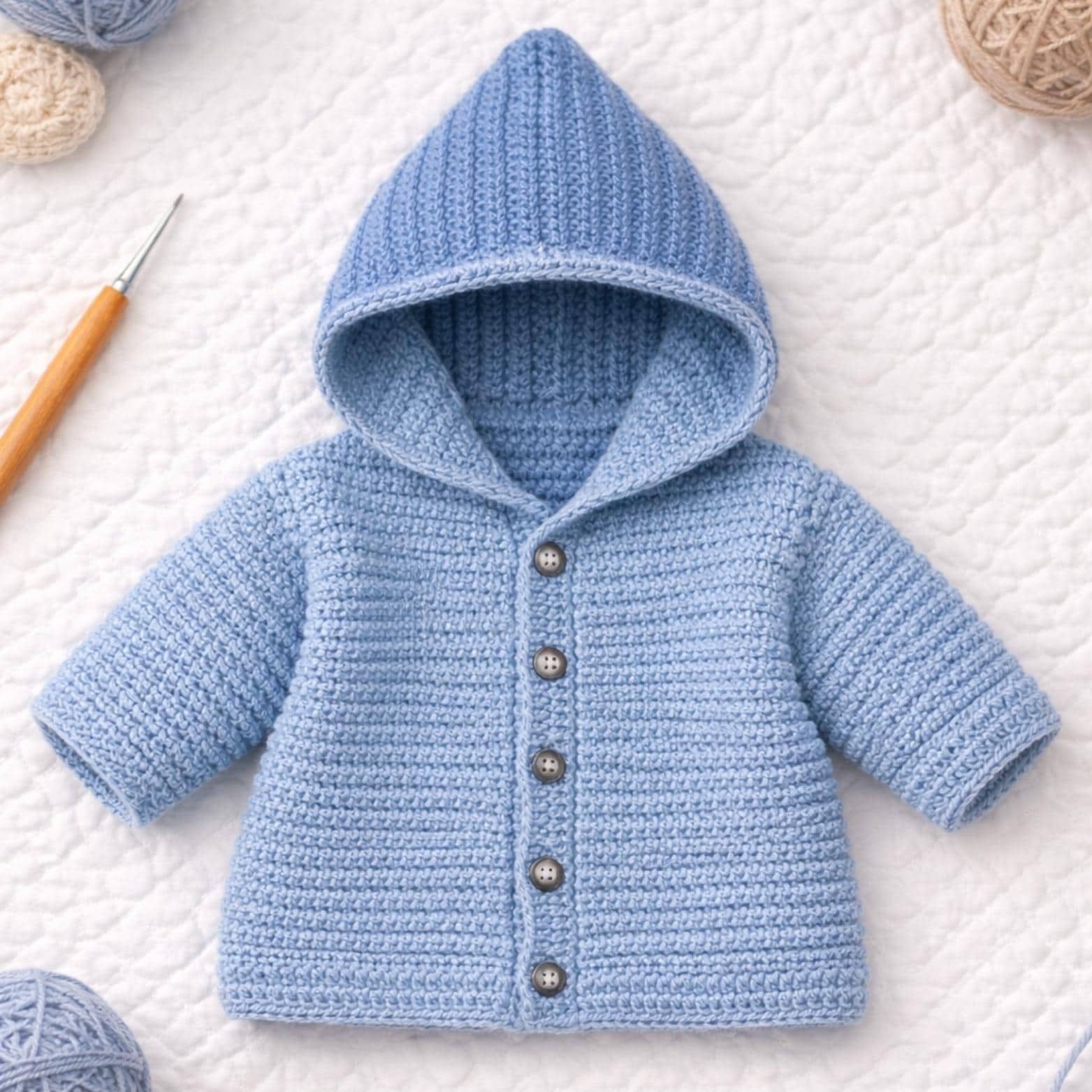 Hooded Sweater Newborn Baby Hoodie | Crochet Pattern PDF