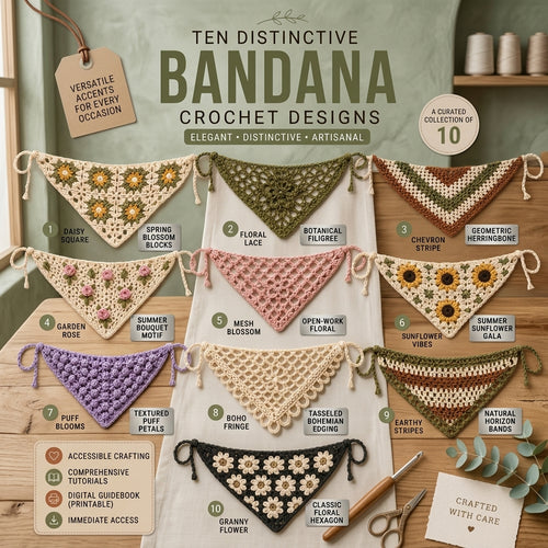 10-in-1 Boho Head Scarf Bundle | Crochet Pattern PDF