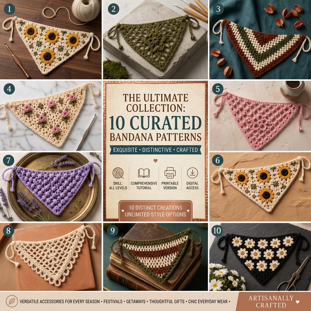 10-in-1 Boho Head Scarf Bundle | Crochet Pattern PDF