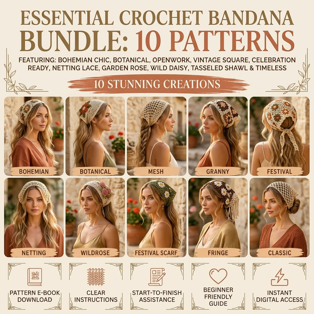 10-in-1 Festival Bandana Bundle | Crochet Pattern PDF