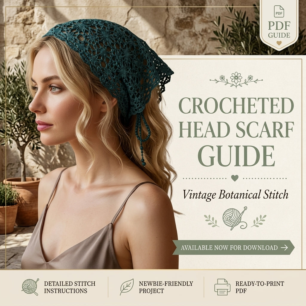 Vintage Floral Hair Bandana | Crochet Pattern PDF