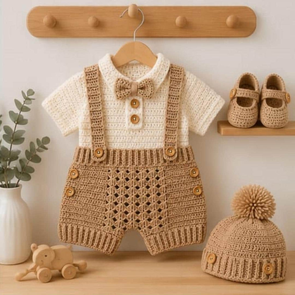 Boy Romper Hat Baby Booties | Crochet Pattern PDF