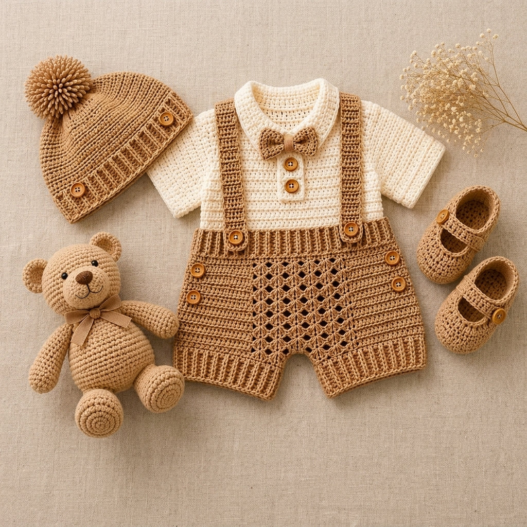 Boy Romper Hat Baby Booties | Crochet Pattern PDF