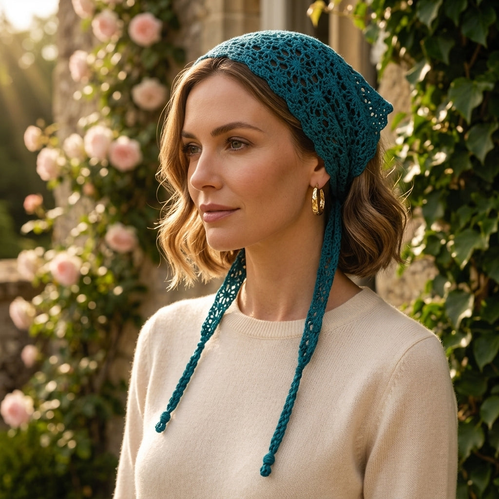 Vintage Floral Hair Bandana | Crochet Pattern PDF