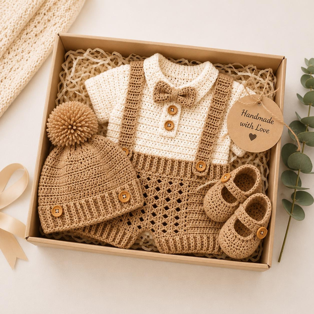 Boy Romper Hat Baby Booties | Crochet Pattern PDF