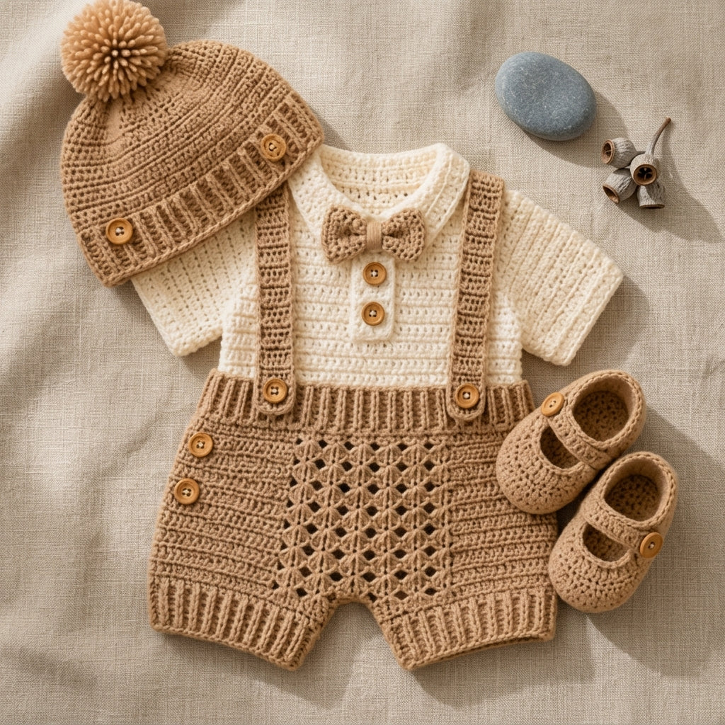 Boy Romper Hat Baby Booties | Crochet Pattern PDF