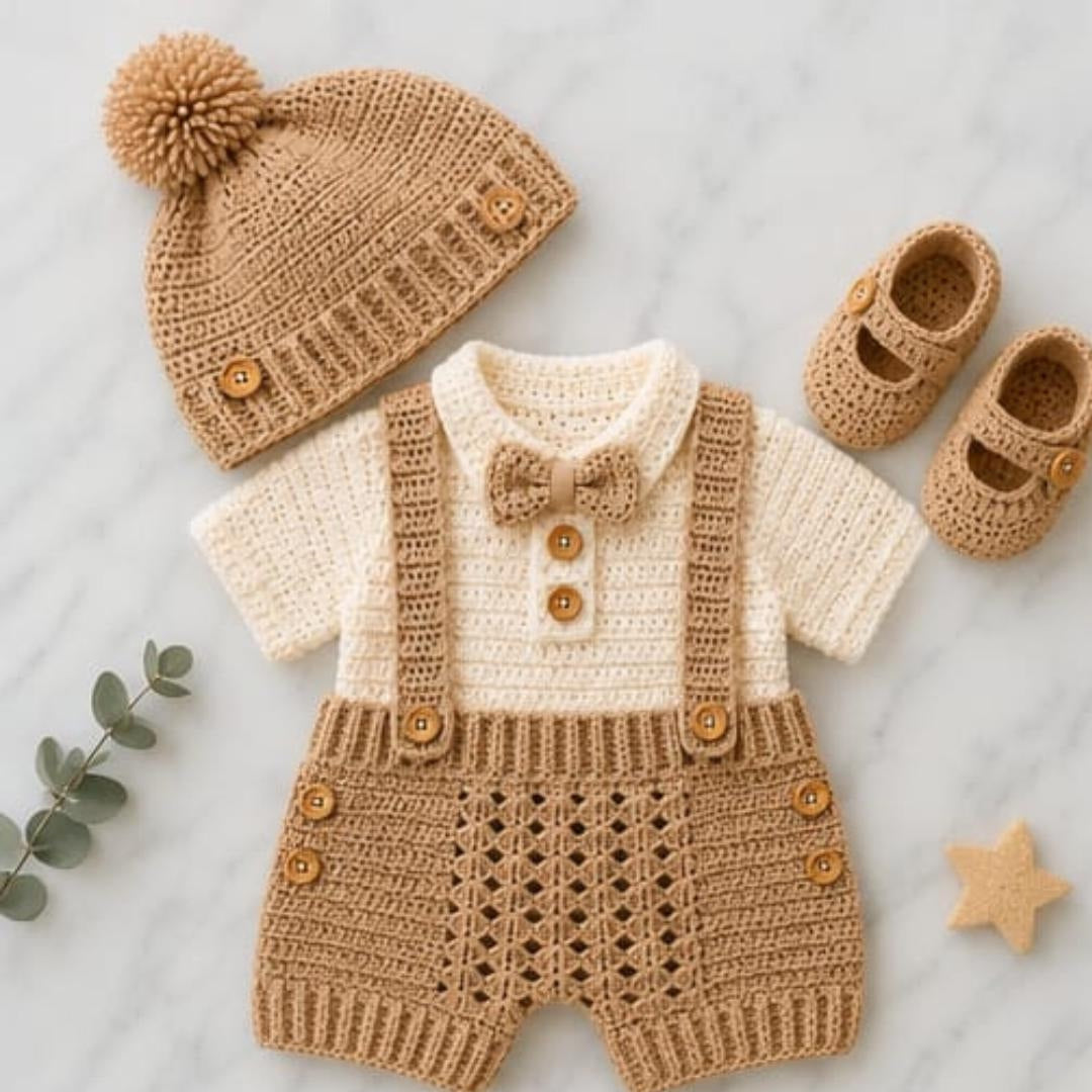 Boy Romper Hat Baby Booties | Crochet Pattern PDF