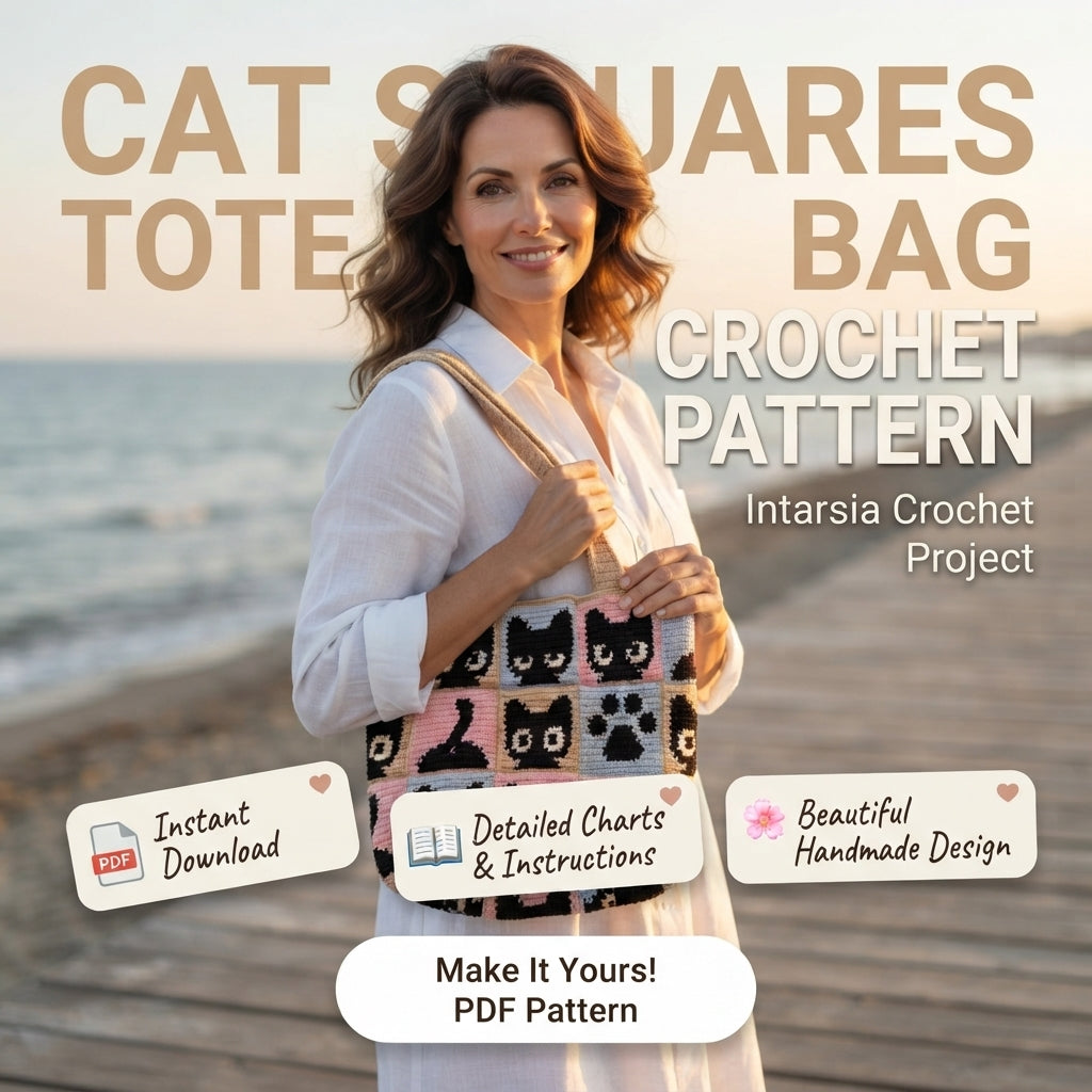 Cat Squares Tote | Crochet Pattern PDF