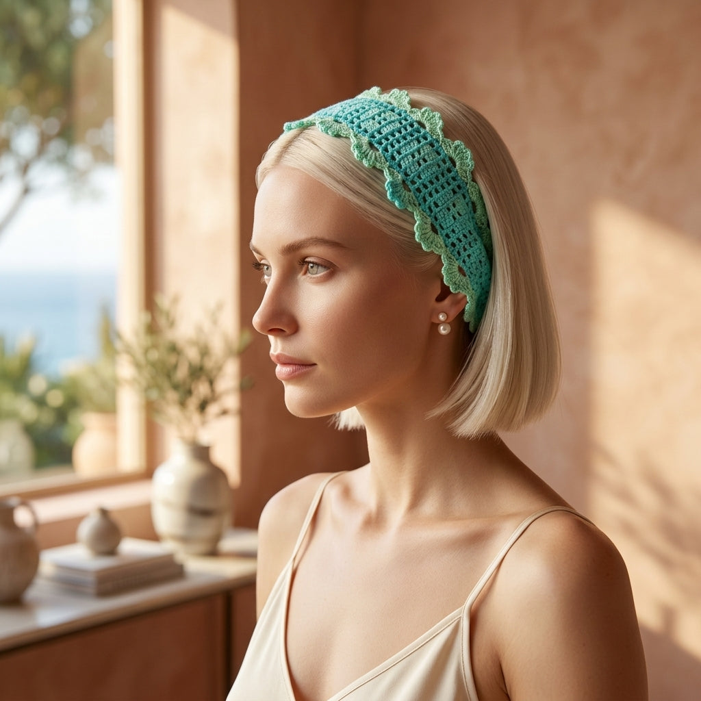 Filet Lace Flower Headband | Crochet Pattern PDF