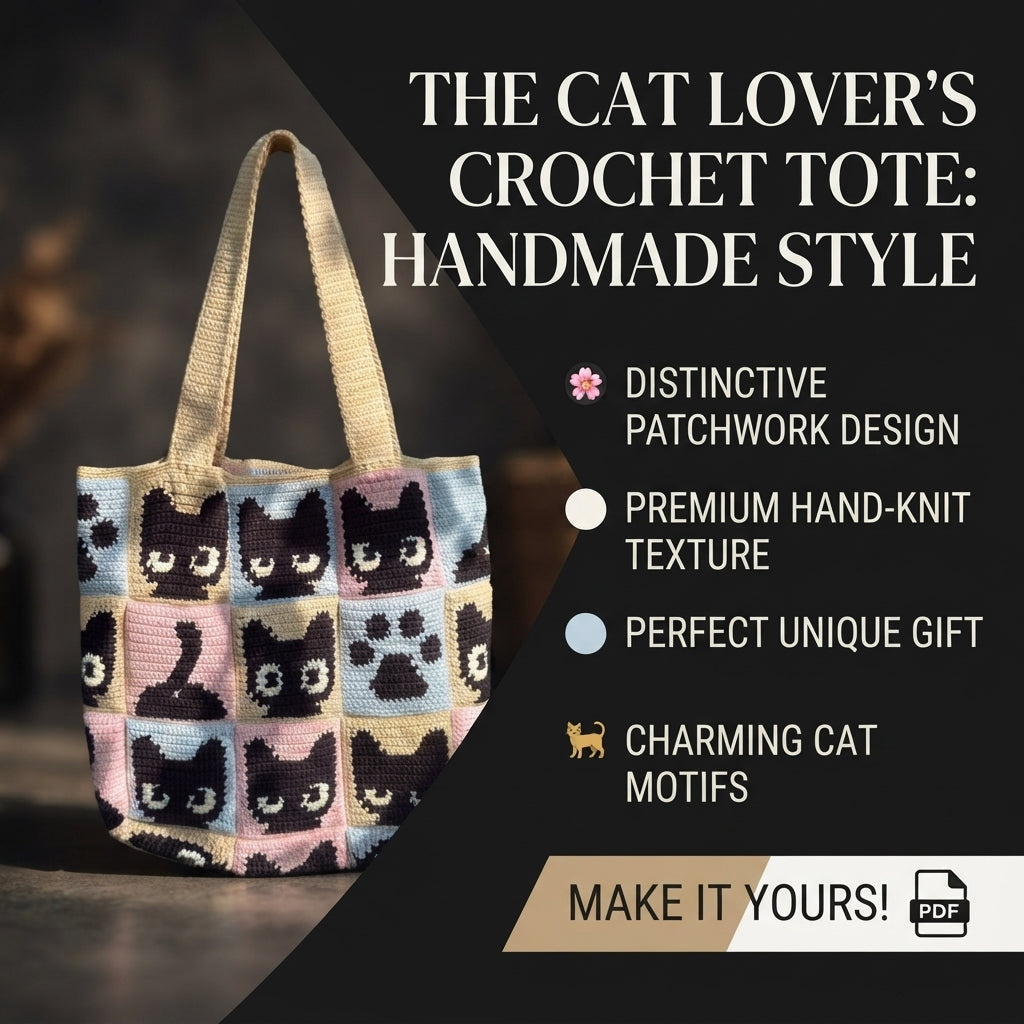 Cat Squares Tote | Crochet Pattern PDF