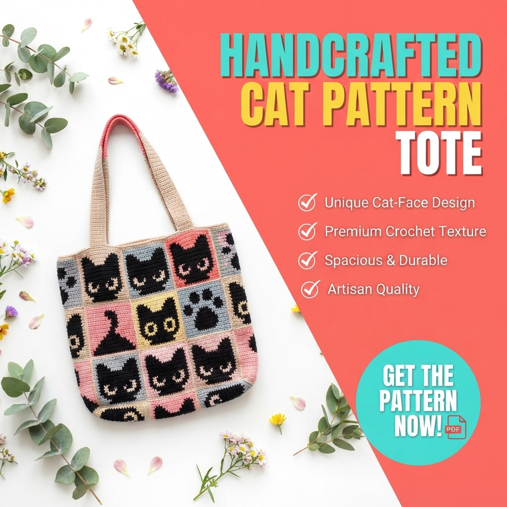 Cat Squares Tote | Crochet Pattern PDF