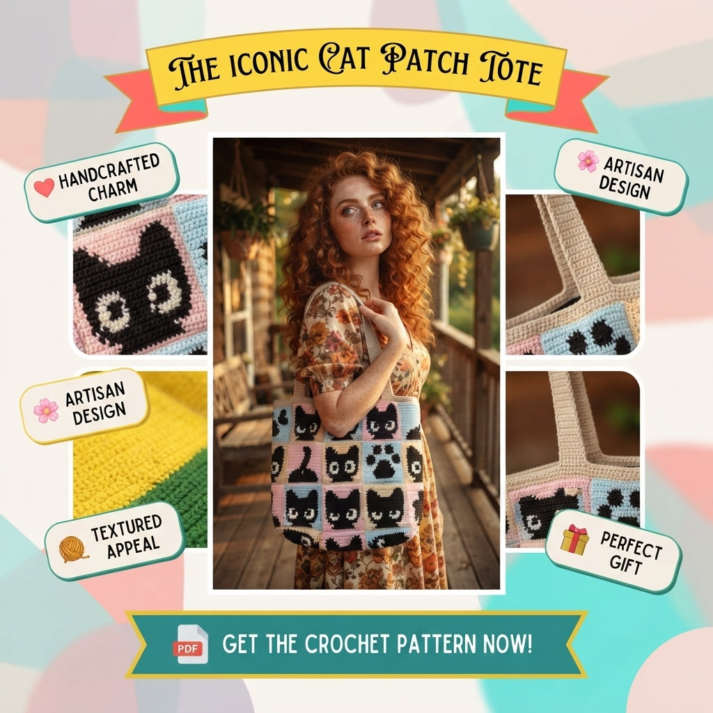Cat Squares Tote | Crochet Pattern PDF