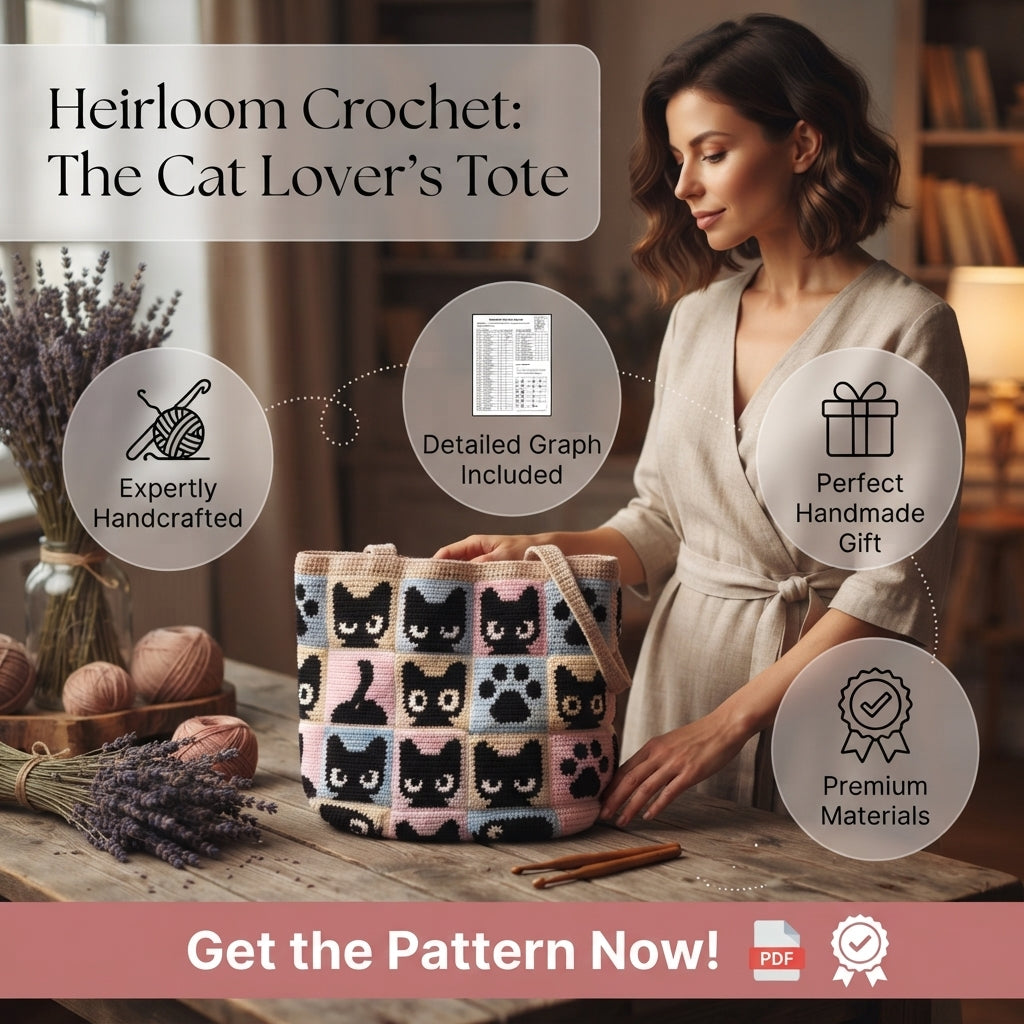Cat Squares Tote | Crochet Pattern PDF